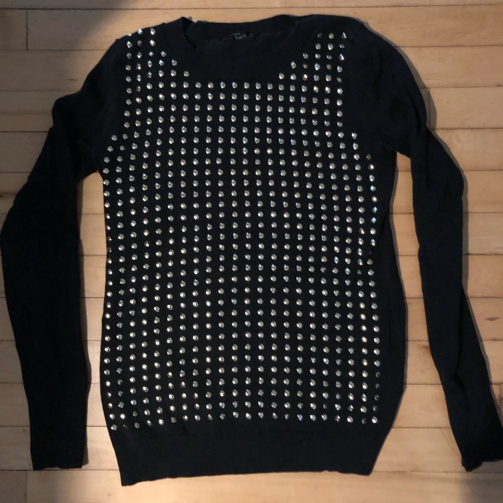 Express Black With Gold Embellishments Long Sleeve Shirt M